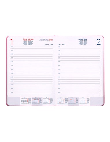Agenda encuadernada liderpapel mykonos a5 2025 dia pagina color rosa papel 70 gr