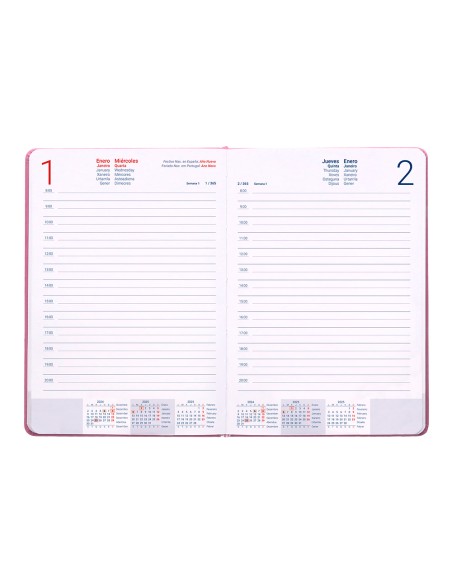 Agenda encuadernada liderpapel mykonos a5 2025 dia pagina color rosa papel 70 gr