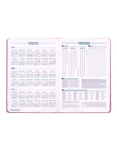 Agenda encuadernada liderpapel mykonos a5 2025 dia pagina color rosa papel 70 gr