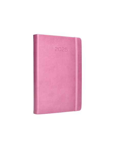 Agenda encuadernada liderpapel mykonos a5 2025 dia pagina color rosa papel 70 gr