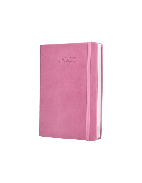 Agenda encuadernada liderpapel mykonos a5 2025 dia pagina color rosa papel 70 gr