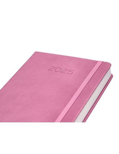 Agenda encuadernada liderpapel mykonos a5 2025 dia pagina color rosa papel 70 gr