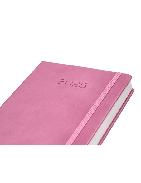 Agenda encuadernada liderpapel mykonos a5 2025 dia pagina color rosa papel 70 gr