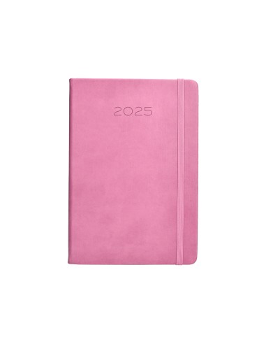Agenda encuadernada liderpapel mykonos a5 2025 dia pagina color rosa papel 70 gr