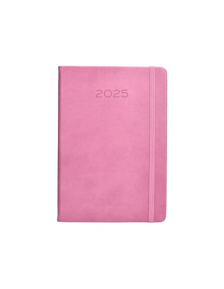 Agenda encuadernada liderpapel mykonos a5 2025 dia pagina color rosa papel 70 gr