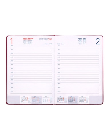 Agenda encuadernada liderpapel mykonos a5 2025 dia pagina color rosa buganvilla papel 70 gr