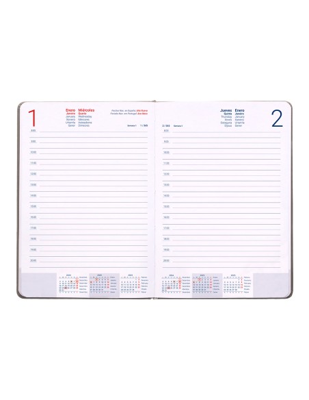 Agenda encuadernada liderpapel mykonos a5 2025 dia pagina color gris papel 70 gr
