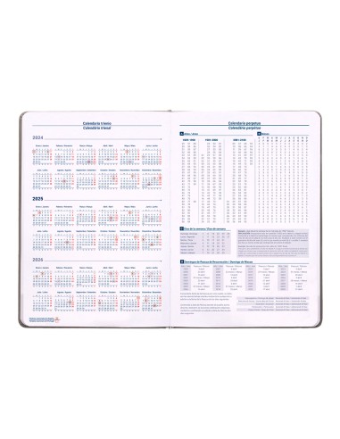 Agenda encuadernada liderpapel mykonos a5 2025 dia pagina color gris papel 70 gr