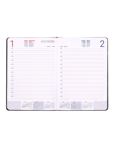 Agenda encuadernada liderpapel mykonos a5 2025 dia pagina color negro papel 70 gr
