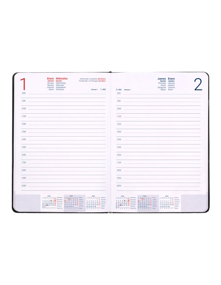 Agenda encuadernada liderpapel mykonos a5 2025 dia pagina color negro papel 70 gr
