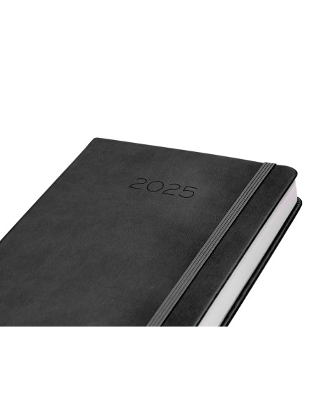 Agenda encuadernada liderpapel mykonos a5 2025 dia pagina color negro papel 70 gr