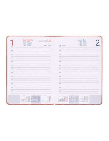Agenda encuadernada liderpapel lipsi a5 2025 dia pagina color rosa melocoton papel 70 gr