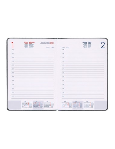 Agenda encuadernada liderpapel lipsi a5 2025 dia pagina color gris papel 70 gr