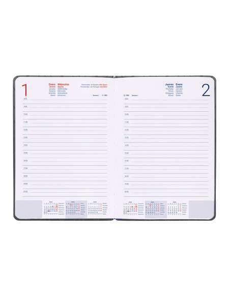 Agenda encuadernada liderpapel lipsi a5 2025 dia pagina color gris papel 70 gr