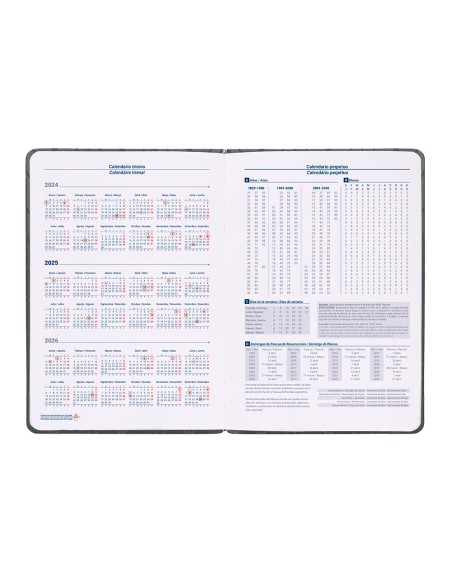 Agenda encuadernada liderpapel lipsi a5 2025 dia pagina color gris papel 70 gr