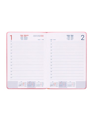 Agenda encuadernada liderpapel icaria a5 2025 dia pagina color rosa papel 70 gr