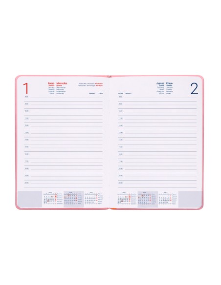 Agenda encuadernada liderpapel icaria a5 2025 dia pagina color rosa papel 70 gr