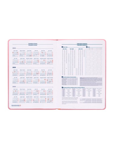 Agenda encuadernada liderpapel icaria a5 2025 dia pagina color rosa papel 70 gr