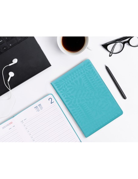 Agenda encuadernada liderpapel icaria a5 2025 dia pagina color turquesa papel 70 gr