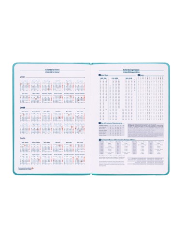 Agenda encuadernada liderpapel icaria a5 2025 dia pagina color turquesa papel 70 gr