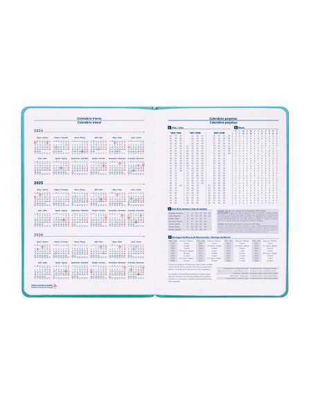 Agenda encuadernada liderpapel icaria a5 2025 dia pagina color turquesa papel 70 gr