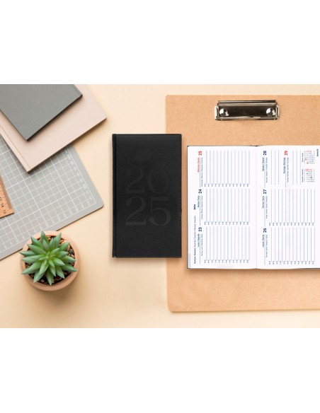 Agenda encuadernada liderpapel creta 80 x 150 2025 dia pagina color negro papel 70 gr