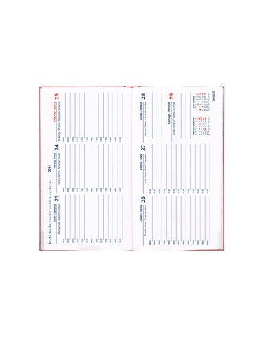 Agenda encuadernada liderpapel creta 80 x 150 2025 semana vista color rosa buganvilla papel 70 gr