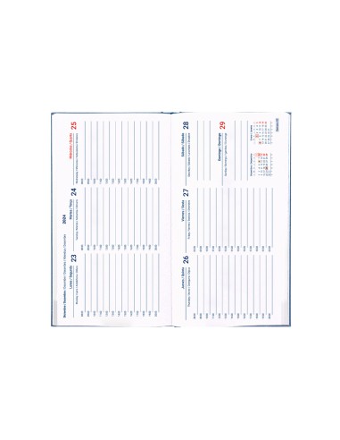 Agenda encuadernada liderpapel creta 80 x 150 2025 semana vista azul papel 70 gr