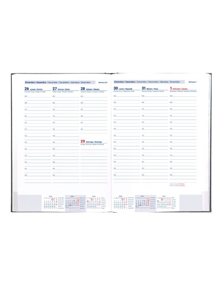 Agenda encuadernada liderpapel creta 170 x 240 2025 semana vista negro papel 70 gr