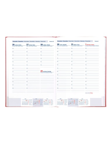 Agenda encuadernada liderpapel creta 170 x 240 2025 semana vista color rosa buganvilla papel 70 gr