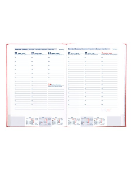 Agenda encuadernada liderpapel creta 170 x 240 2025 semana vista color rosa buganvilla papel 70 gr