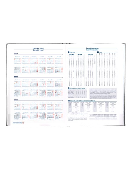 Agenda encuadernada liderpapel creta 170 x 240 2025 dia pagina negro papel 70 gr