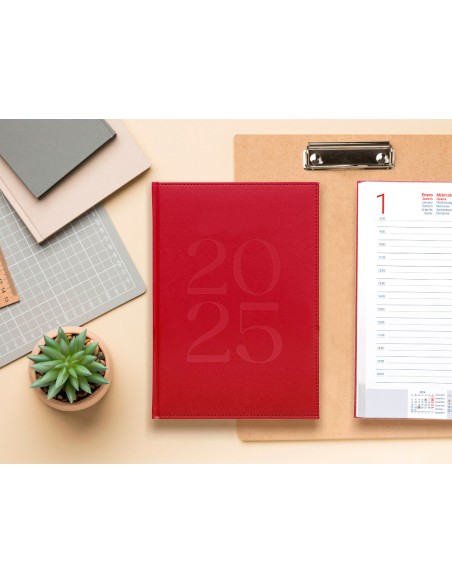 Agenda encuadernada liderpapel creta 170 x 240 2025 dia pagina color rosa buganvilla papel 70 gr