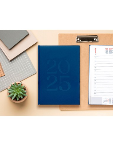 Agenda encuadernada liderpapel creta 170 x 240 2025 dia pagina azul papel 70 gr