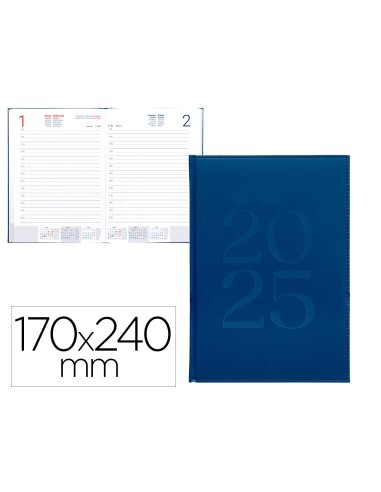 Agenda encuadernada liderpapel creta 170 x 240 2025 dia pagina azul papel 70 gr