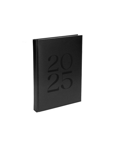 Agenda encuadernada liderpapel creta a5 2025 dia pagina negro papel 70 gr
