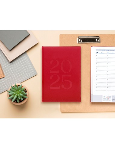 Agenda encuadernada liderpapel creta a5 2025 semana vista color rosa buganvilla papel 70 gr
