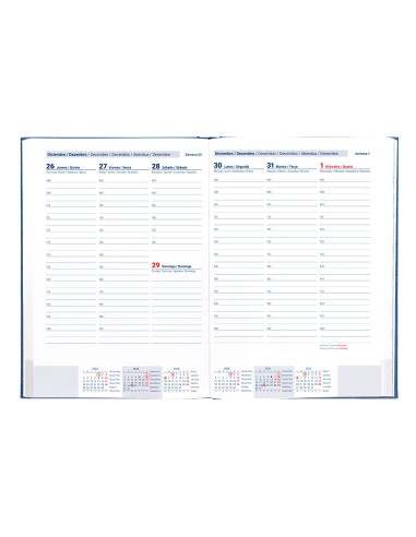 Agenda encuadernada liderpapel creta a5 2025 semana vista azul papel 70 gr