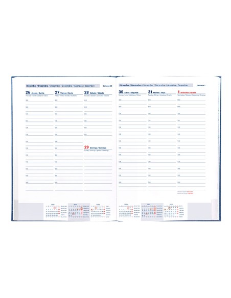 Agenda encuadernada liderpapel creta a5 2025 semana vista azul papel 70 gr