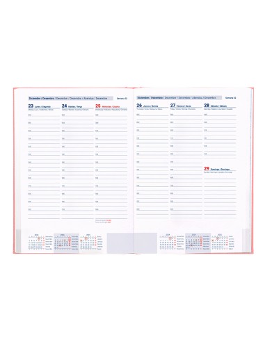 Agenda encuadernada liderpapel creta a5 2025 semana vista color rosa papel 70 gr