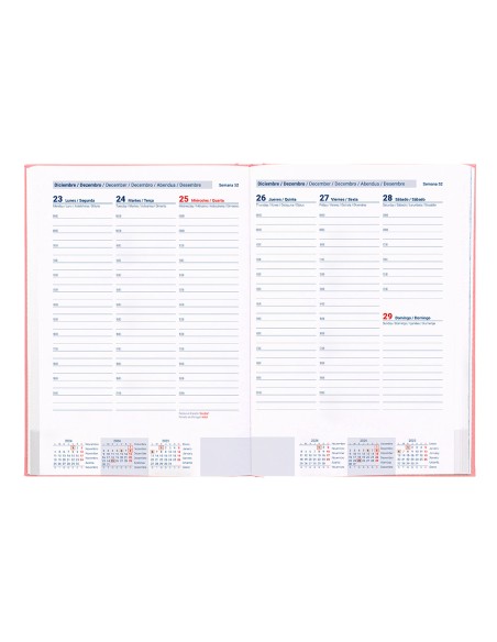 Agenda encuadernada liderpapel creta a5 2025 semana vista color rosa papel 70 gr