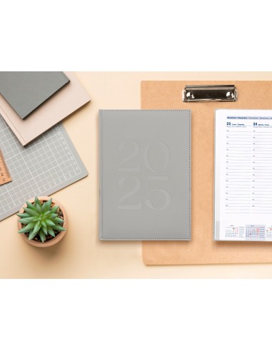 Agenda encuadernada liderpapel creta a5 2025 semana vista color gris papel 70 gr