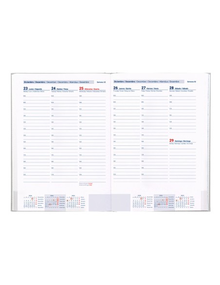 Agenda encuadernada liderpapel creta a5 2025 semana vista color gris papel 70 gr