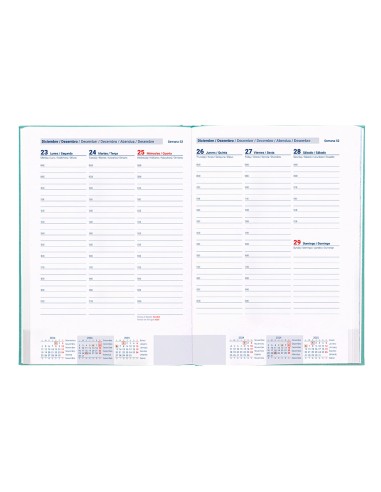 Agenda encuadernada liderpapel creta a5 2025 semana vista color turquesa papel 70 gr