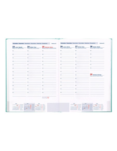 Agenda encuadernada liderpapel creta a5 2025 semana vista color turquesa papel 70 gr