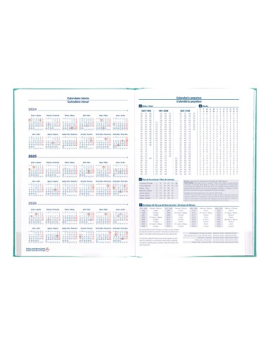 Agenda encuadernada liderpapel creta a5 2025 semana vista color turquesa papel 70 gr