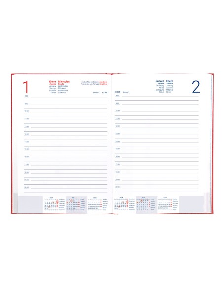 Agenda encuadernada liderpapel creta a5 2025 dia pagina color rosa buganvilla papel 70 gr