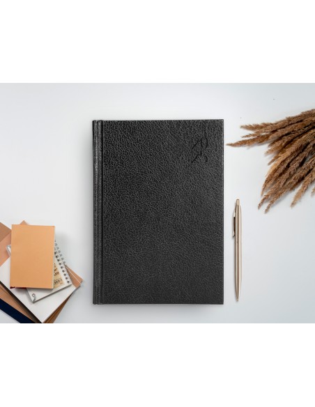 Agenda encuadernada liderpapel corfu a4 2025 dia pagina negro papel 60 gr