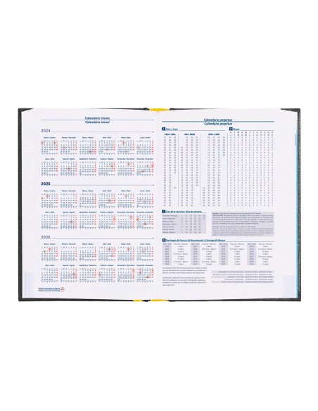 Agenda encuadernada liderpapel corfu a4 2025 dia pagina negro papel 60 gr