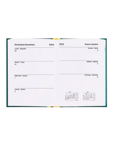 Agenda encuadernada liderpapel corfu a6 2025 dia pagina color verde papel 60 gr